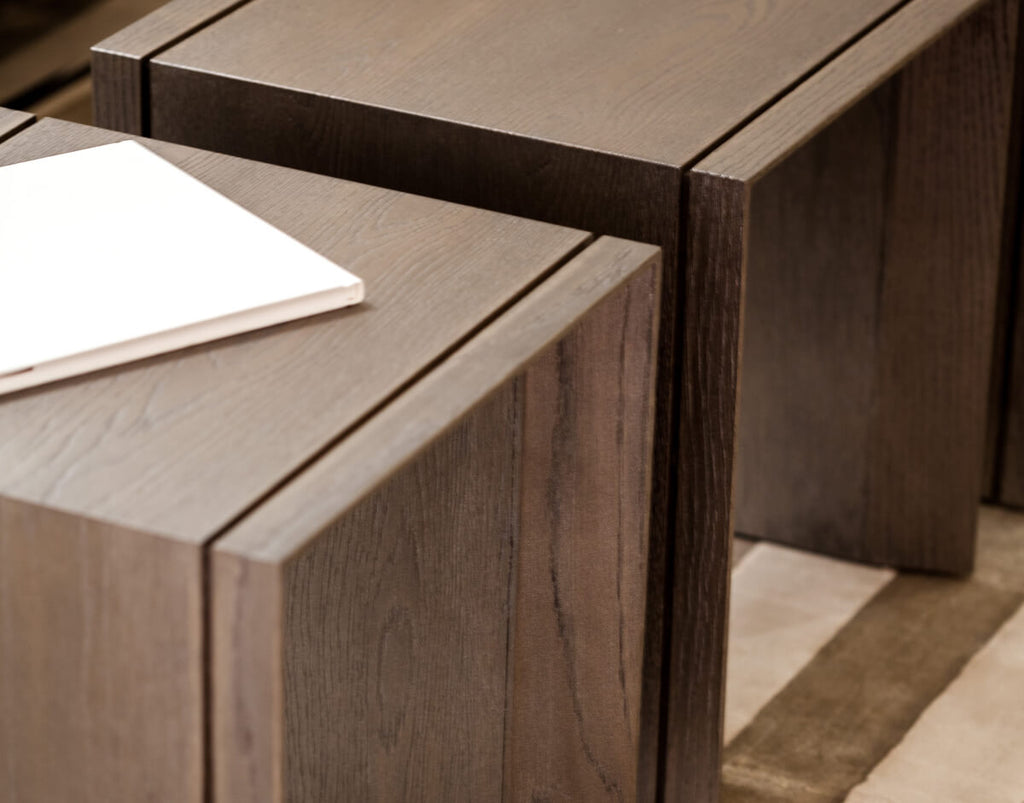 Dark wood Vienna End Table with two nesting tables for stylish space-saving storage