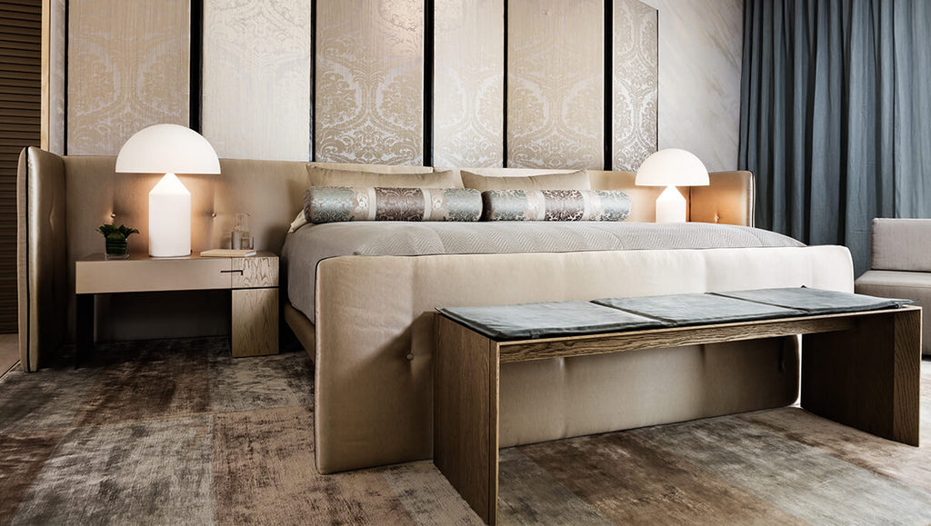 Luxurious Como Bed with king-size bed, upholstered headboard, and matching bedding