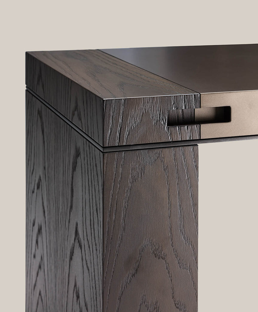 Dark wood Brussels Table console with metallic pull handle for stylish home decor