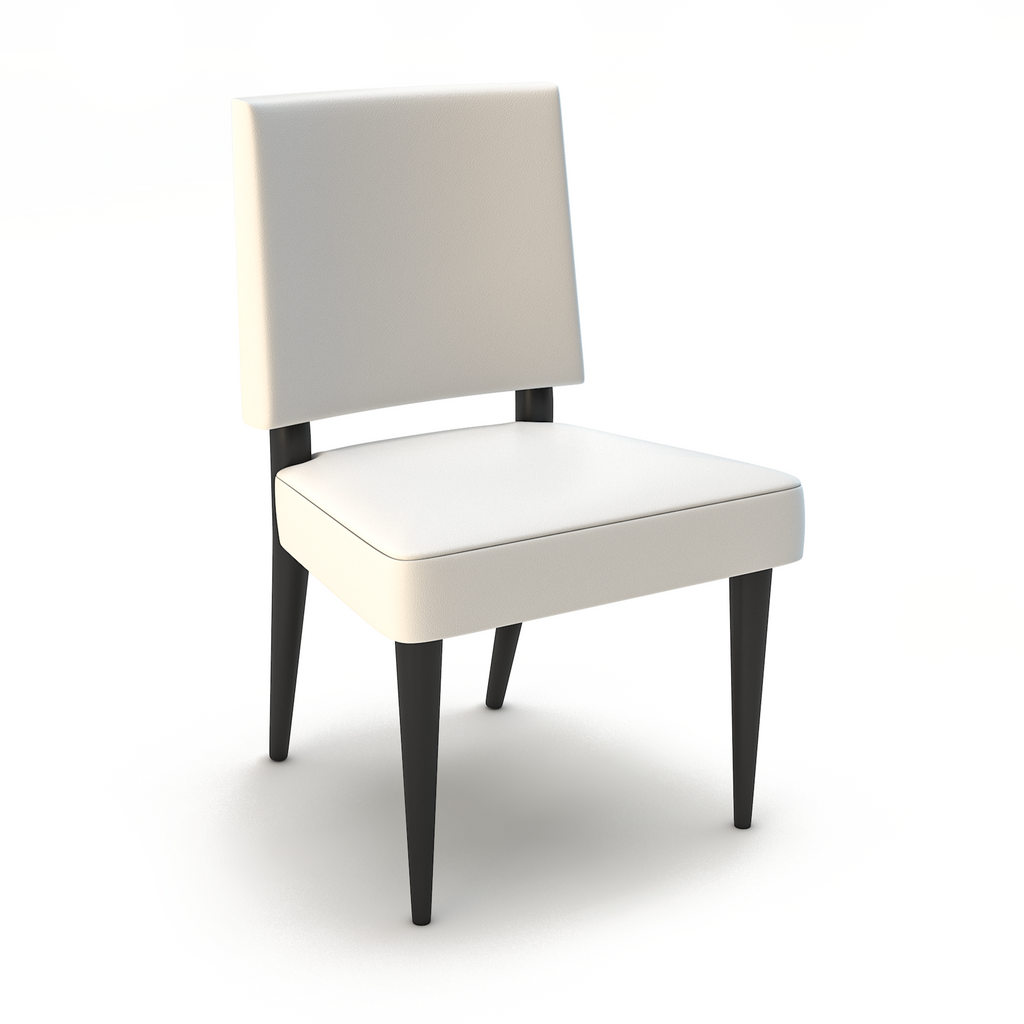 Modern Athamas Dining Chair with cream upholstery and dark tapered legs