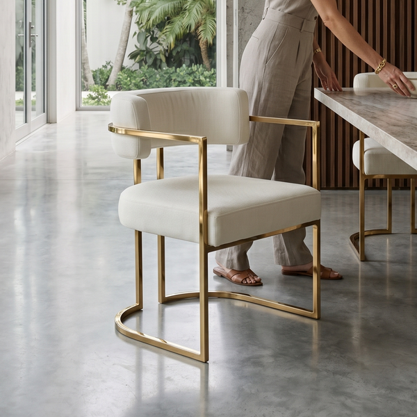 Matera Slim Dining Armchair in Ivory