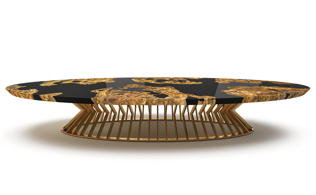 Black Amiata Olive Wood Oval Coffee Table - ARDITI COLLECTION®