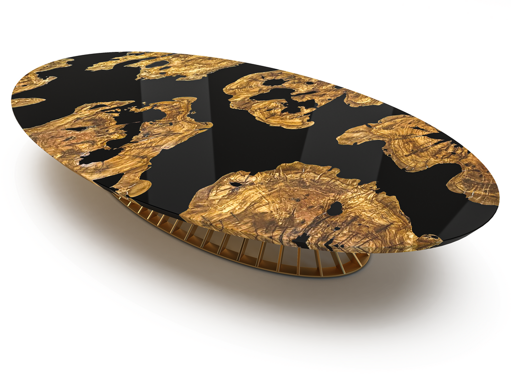 Black Amiata Olive Wood Oval Coffee Table - ARDITI COLLECTION®