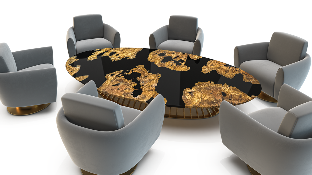 Black Amiata Olive Wood Oval Coffee Table - ARDITI COLLECTION®