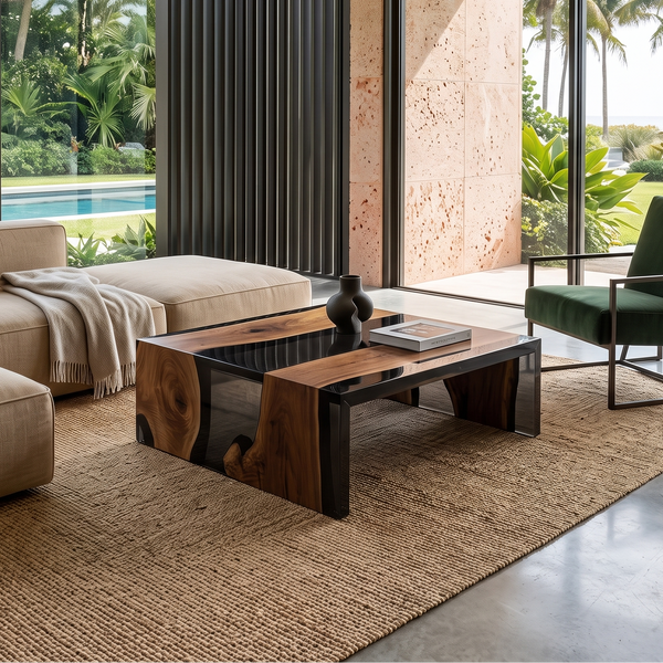 Dark Waterfall Walnut Wood Coffee Table