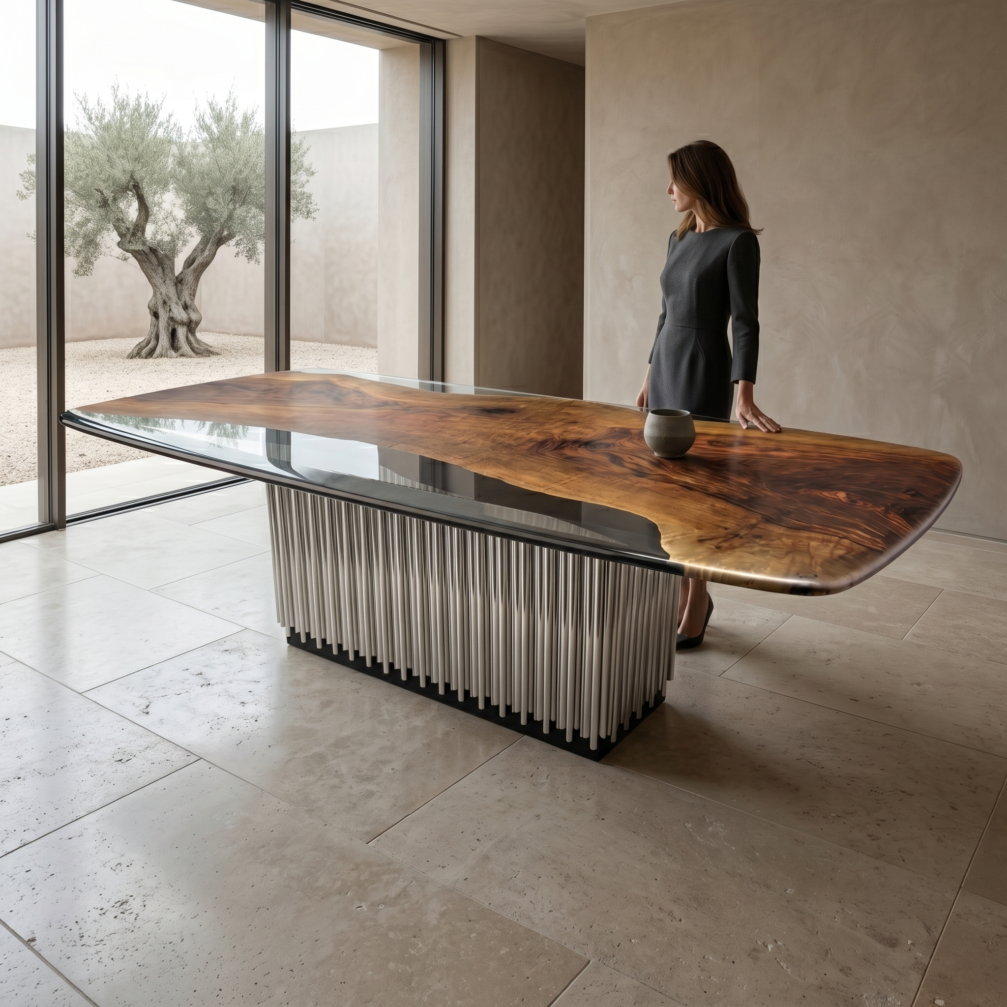 Evohe Walnut Wood Dining Table