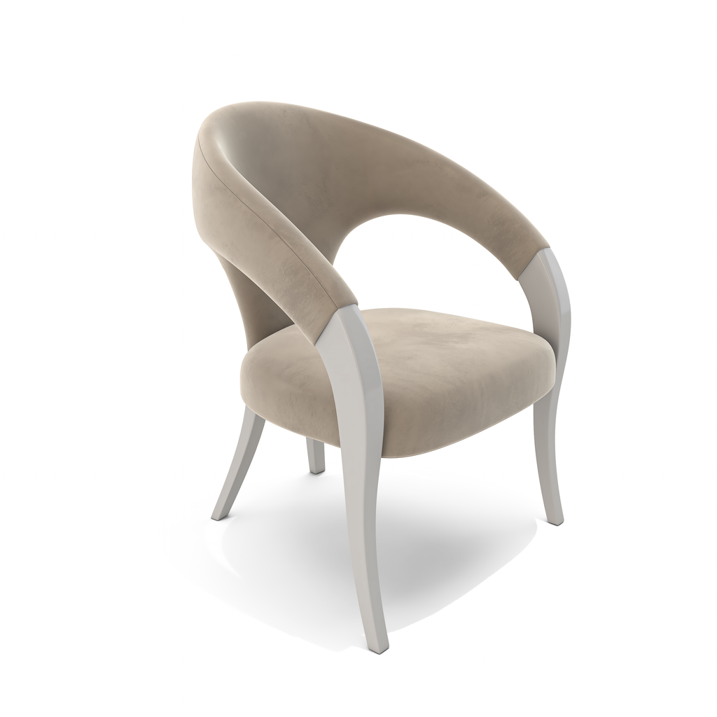 Ione Dining Chair with beige upholstered seat and light wooden legs for modern comfort