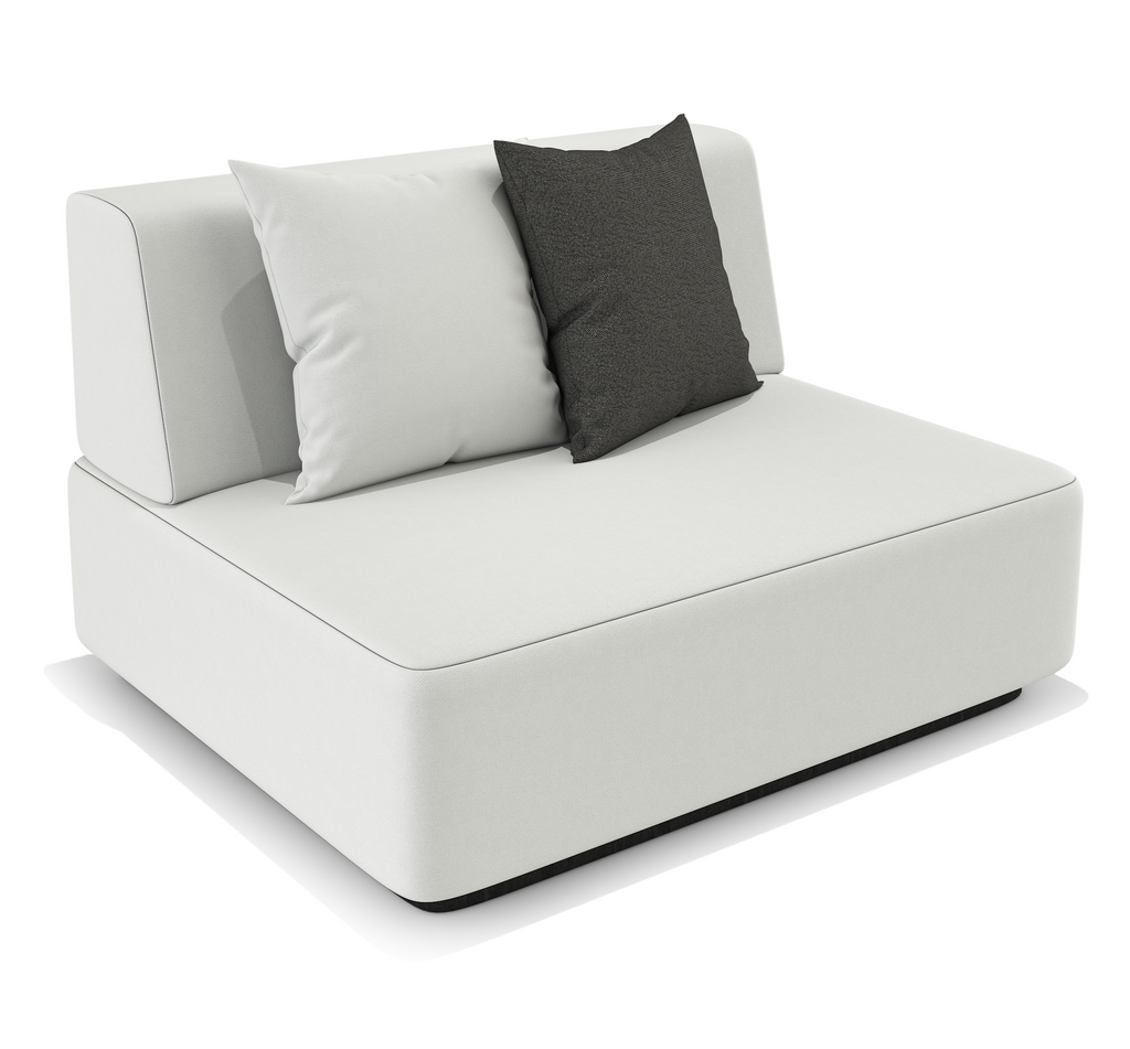 White upholstered armless sofa section with throw pillows from Arditi Collection® Orpheus Sectional Outdoor Set