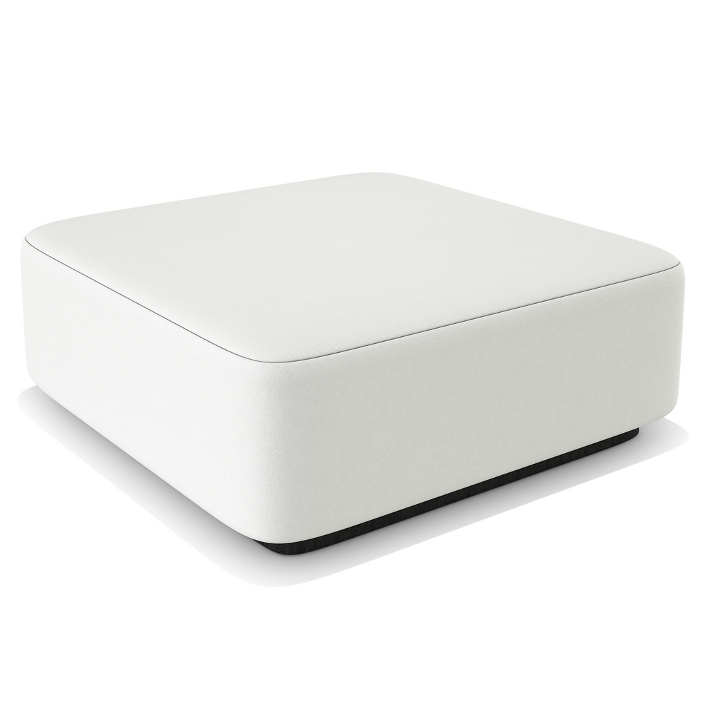 White square leather ottoman with rounded corners from Arditi Collection for Orpheus Sectional Outdoor Set