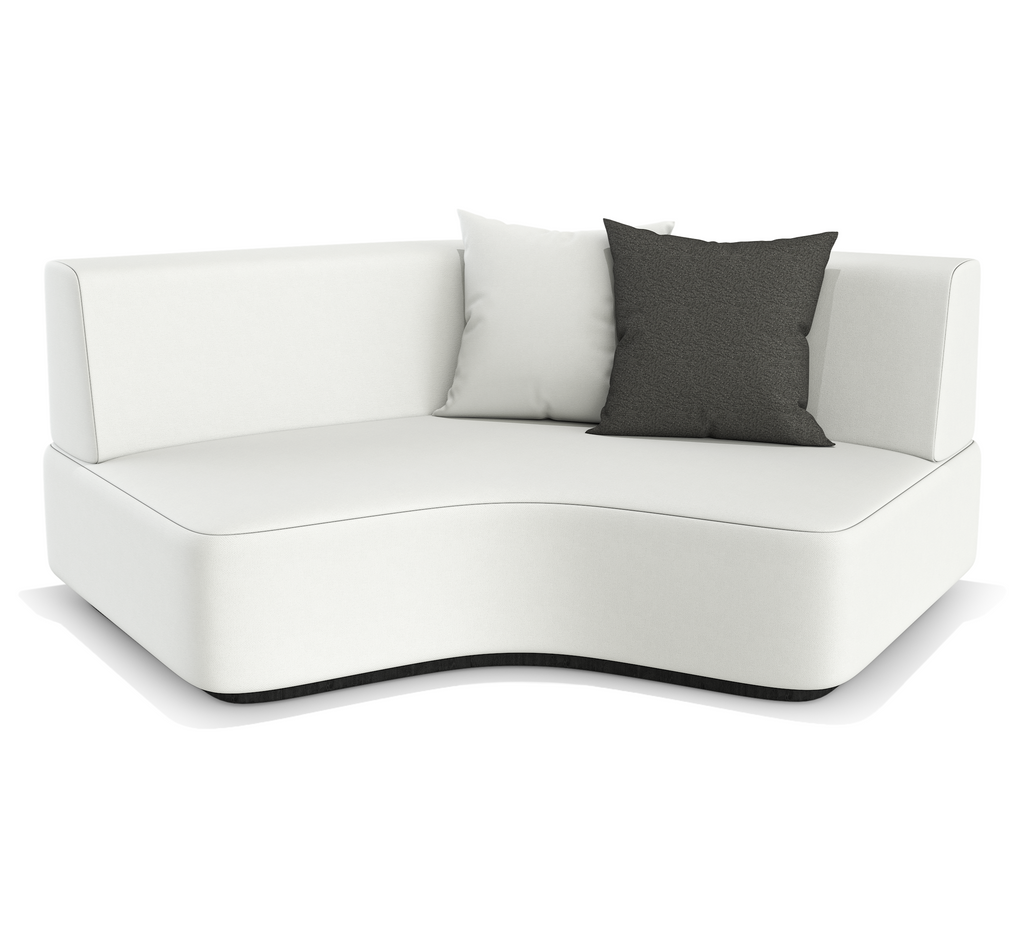 White curved Orpheus Sectional Outdoor Set with throw pillows from Arditi Collection®