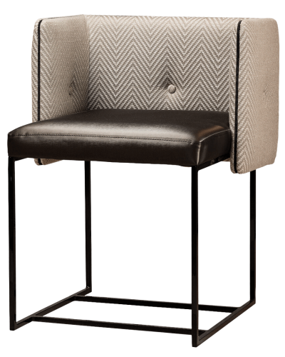 Paris Chair modern armless counter stool with brown leather seat and black metal frame