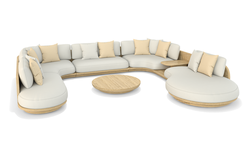 Alkandros Sectional Outdoor Set from Arditi Collection® with light cushions and wooden frame