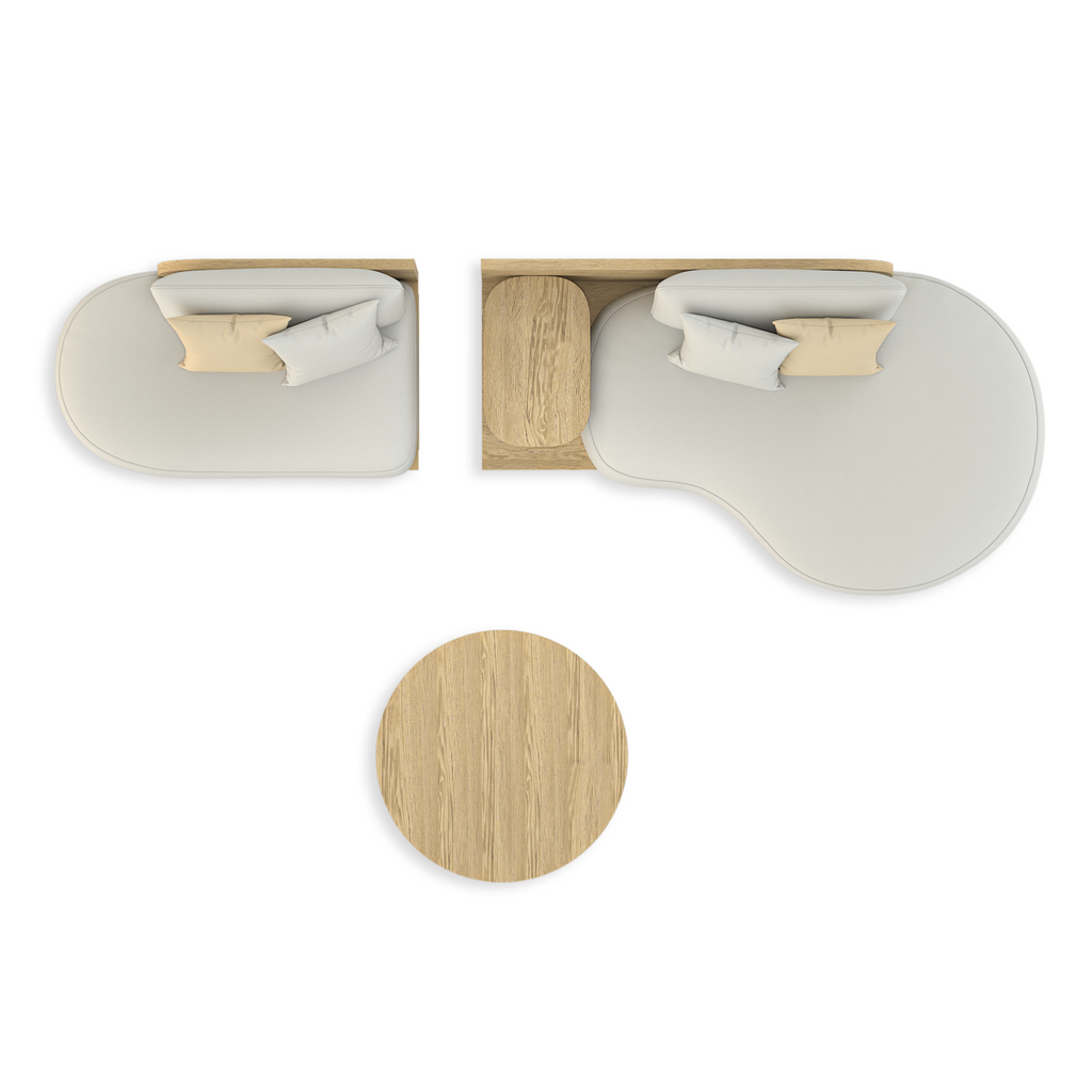 Overhead view of Alkandros Sectional Outdoor Set from Arditi Collection® with wooden side tables