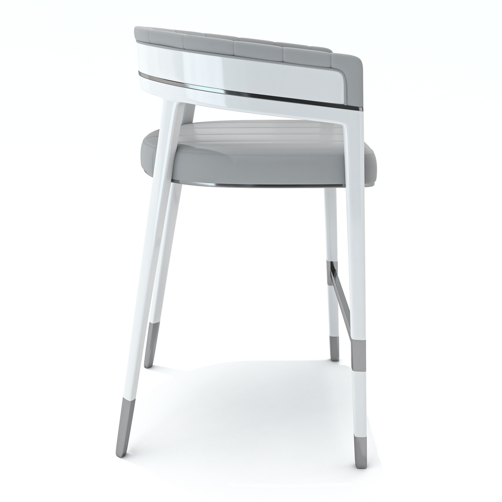 Gray Callista Counter Bar Chair with white and gray modern padded seat and armrests