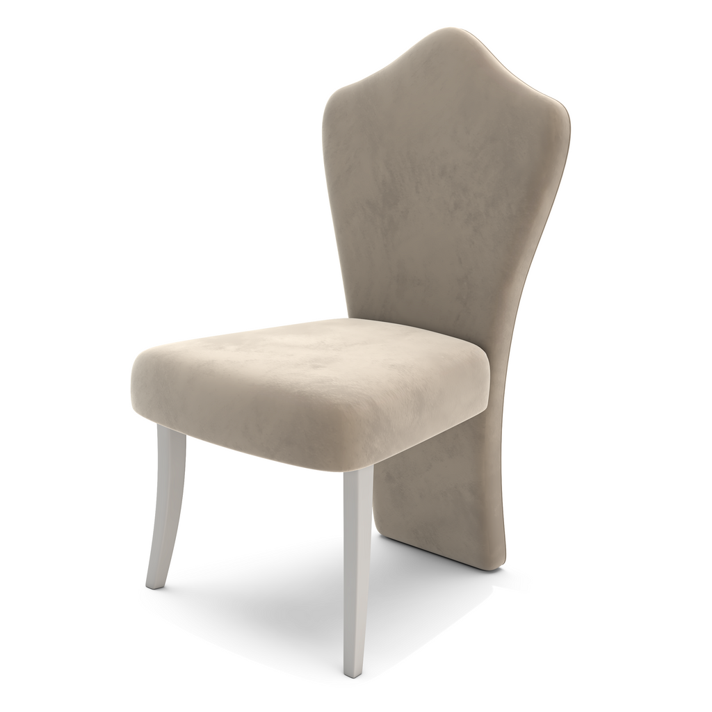 Themis Armless Dining Chair with beige upholstery and light-colored legs