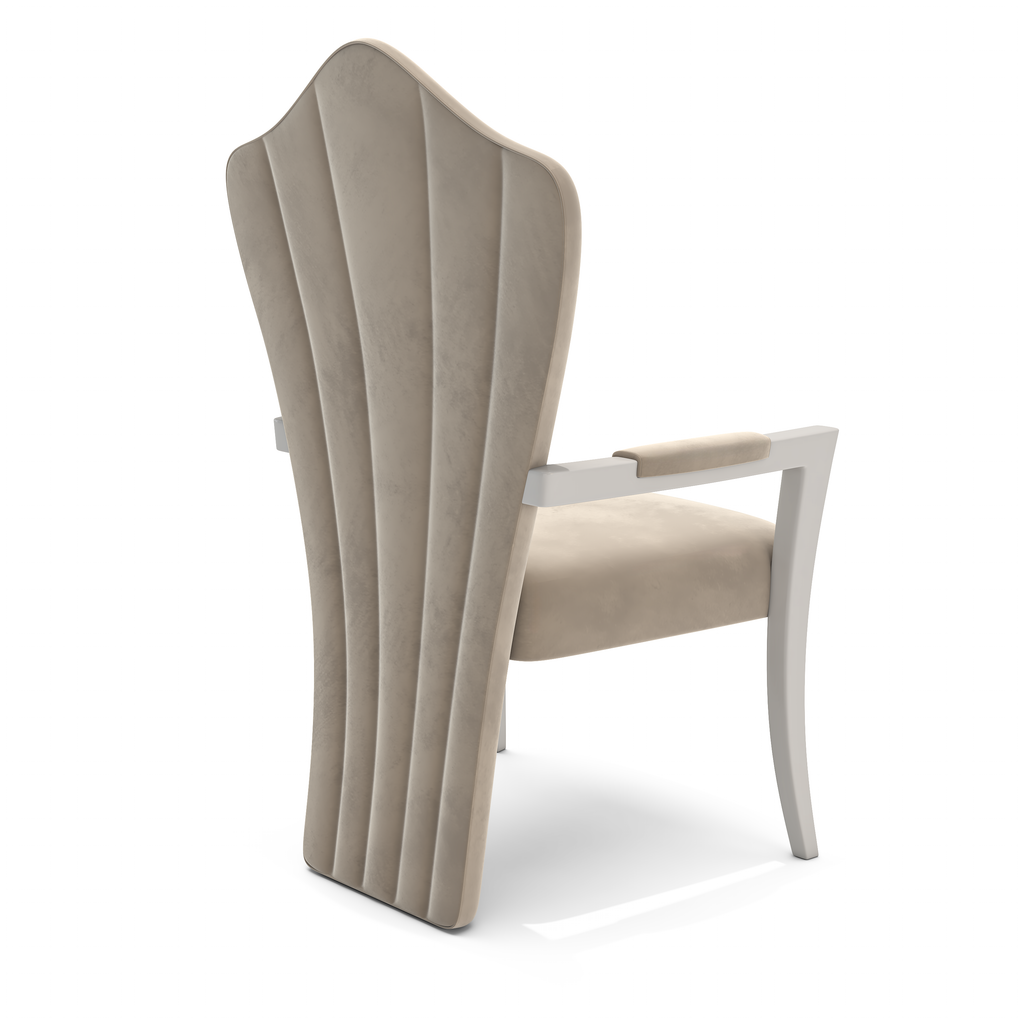 Themis Dining Chair with beige upholstery and fluted back for elegant dining rooms