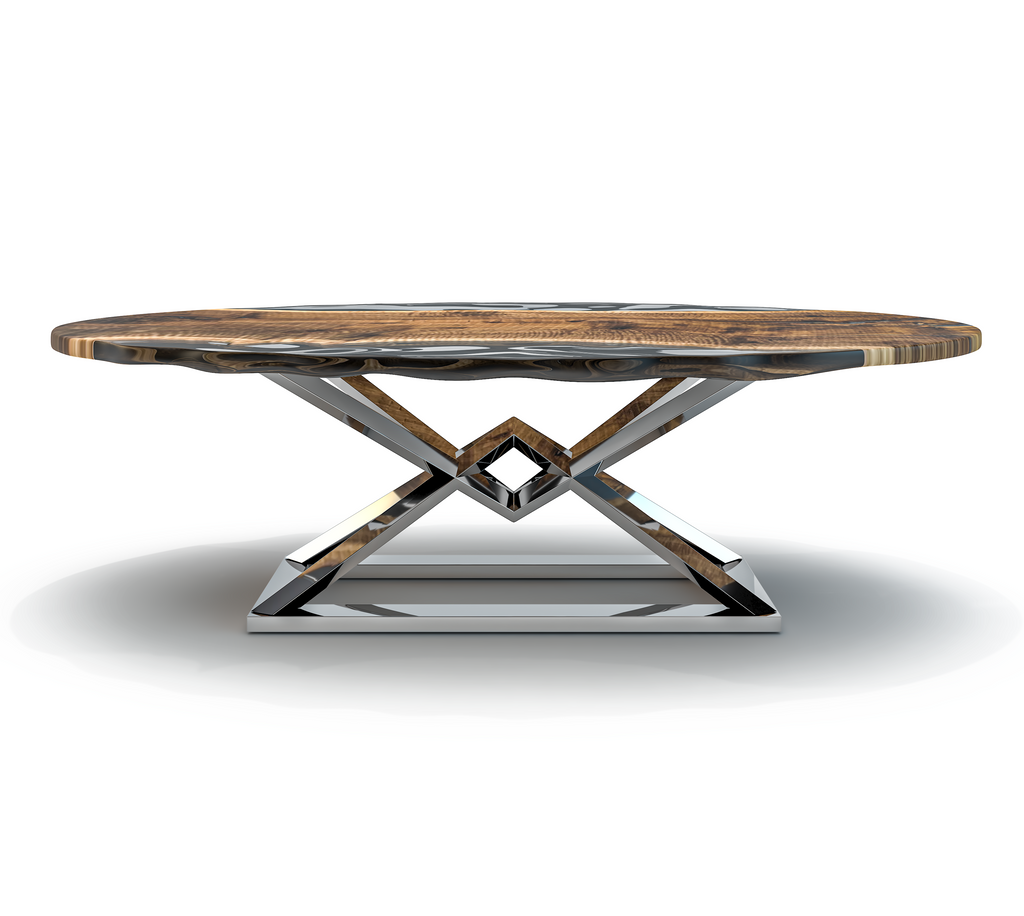 Abruzzo Walnut Wood Wavy Ellipse Dining Table - ARDITI COLLECTION®