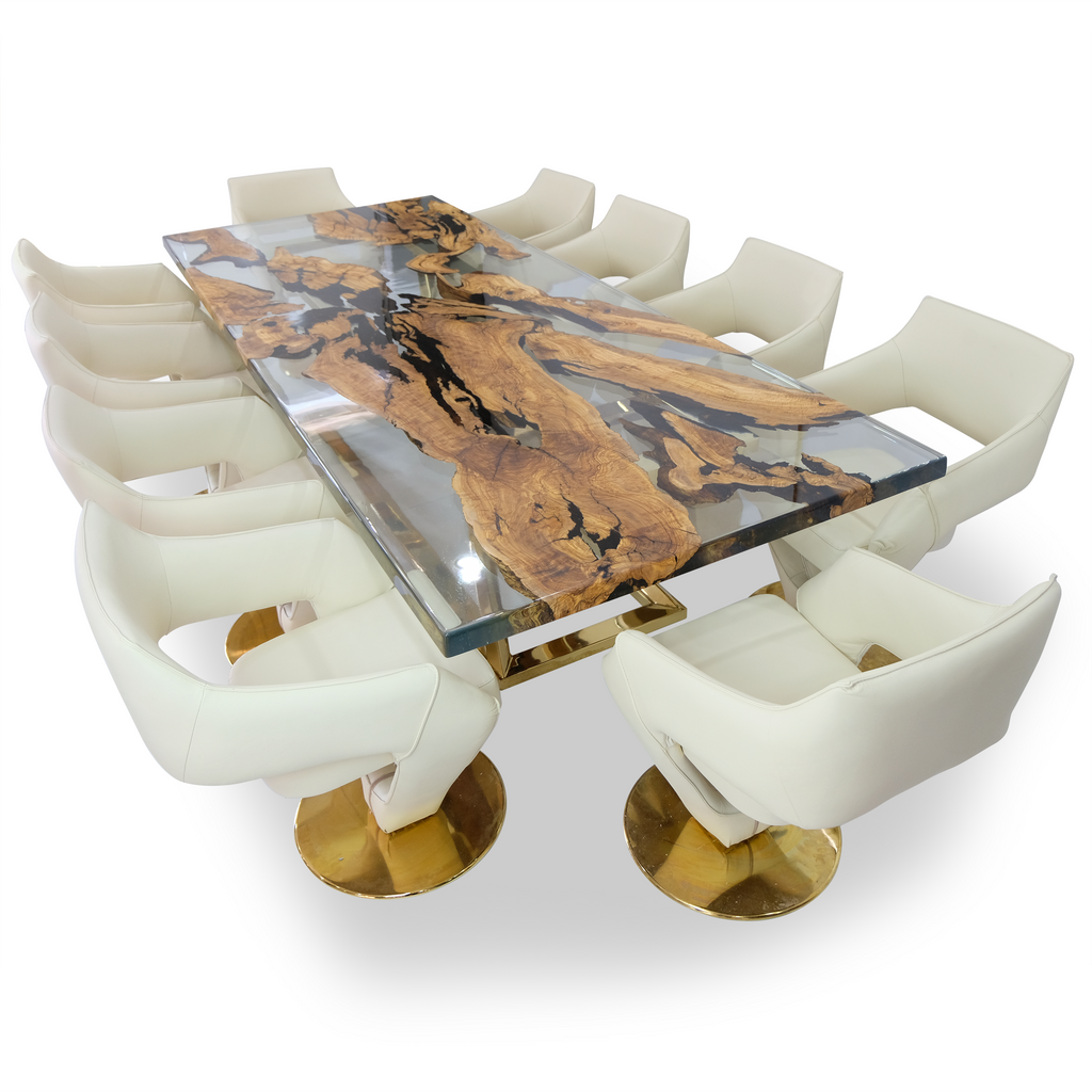 Abruzzo Olive Dining Table from Arditi Collection® with cream upholstered chairs