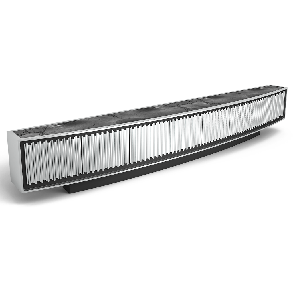 Chrome Agathon Long Cambered Credenza - ARDITI COLLECTION®