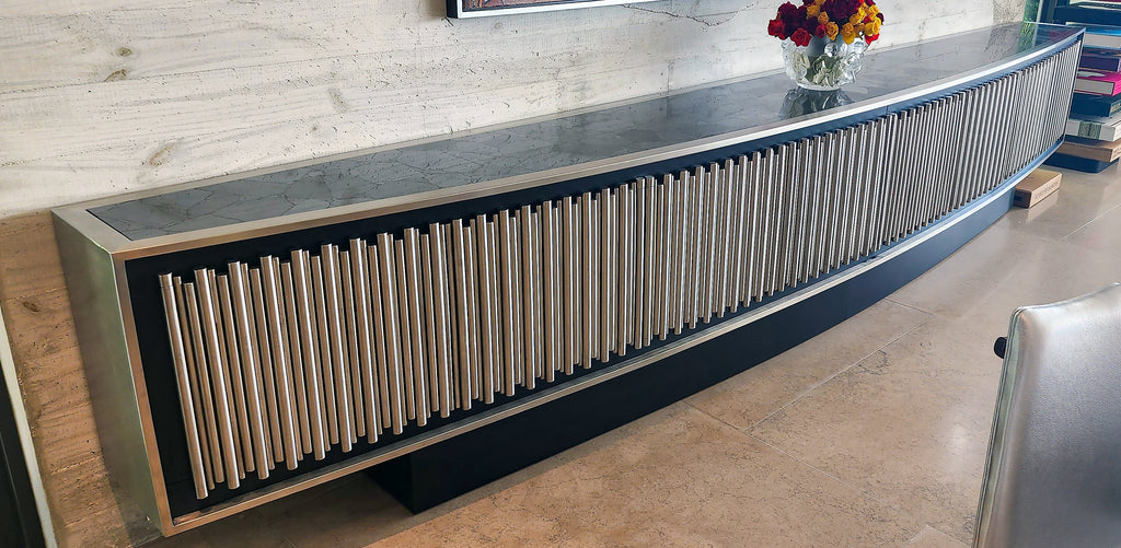 Chrome Agathon Long Cambered Credenza - ARDITI COLLECTION®