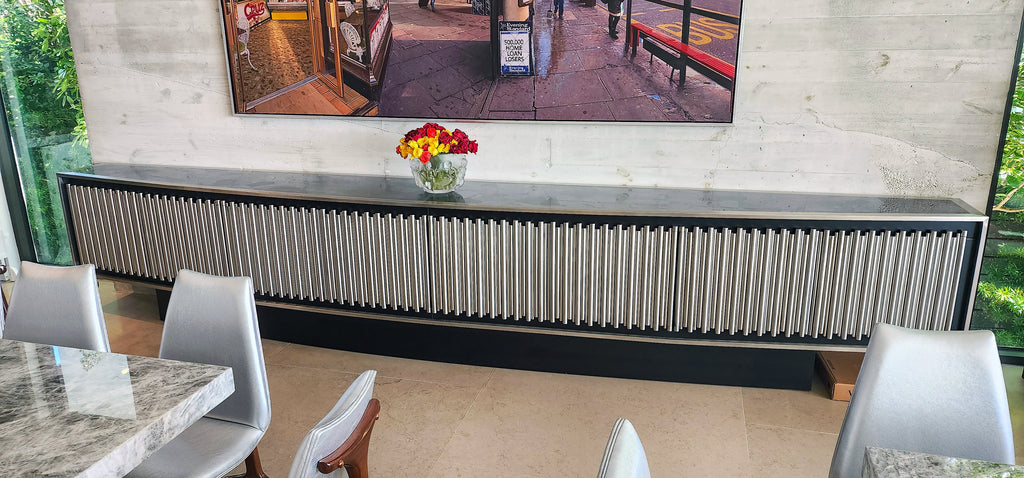 Chrome Agathon Long Cambered Credenza - ARDITI COLLECTION®