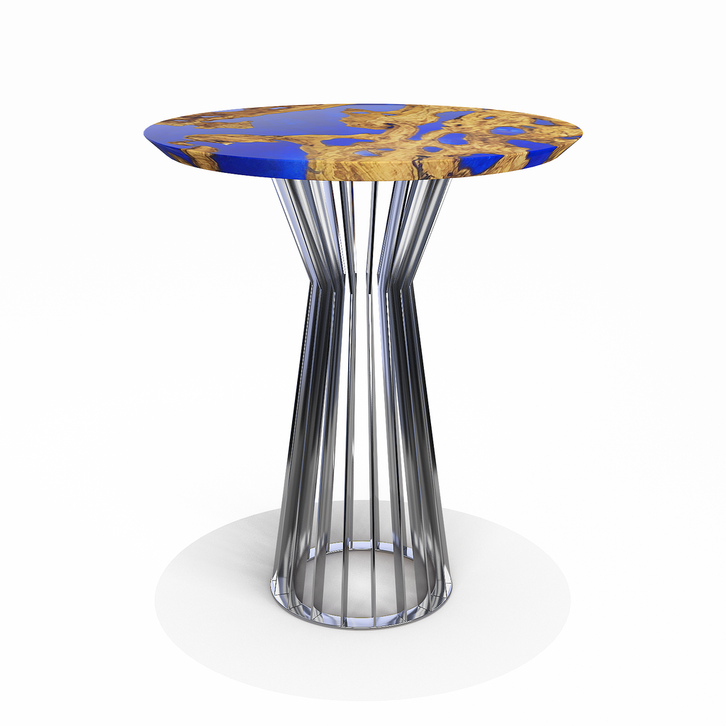 Amiata Olive Wood Pearl Blue Round Bistro Table - ARDITI COLLECTION®