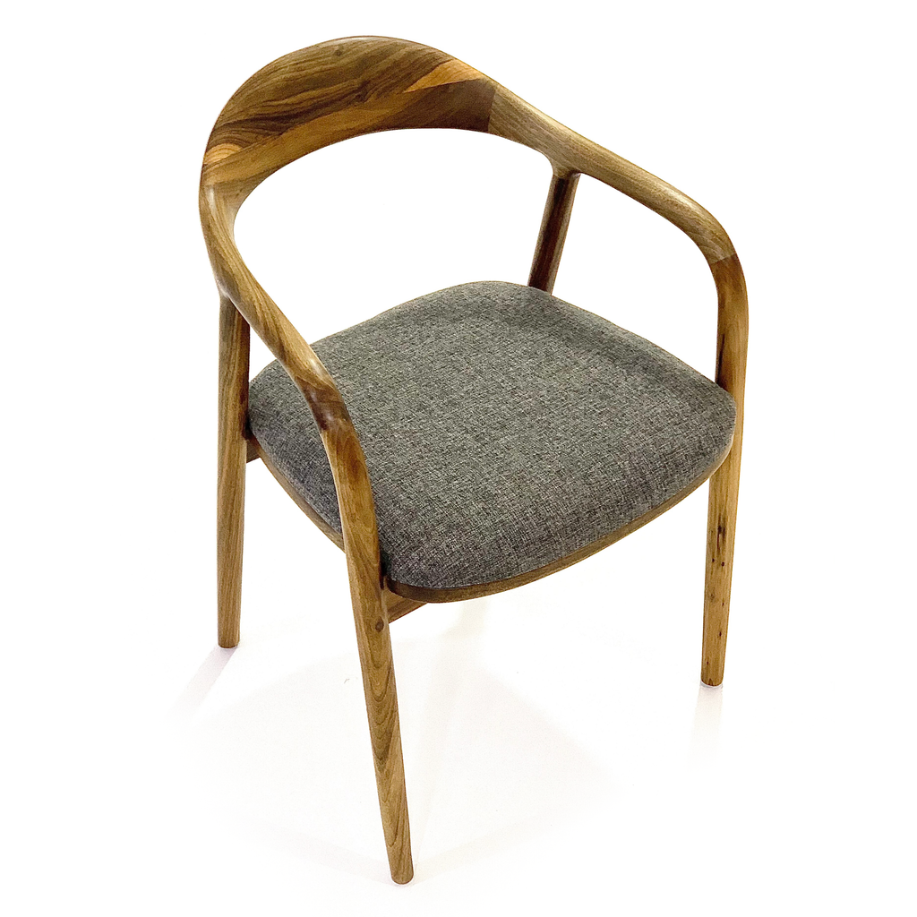 Modern Arkas Dining Chair with wooden frame and gray upholstered seat