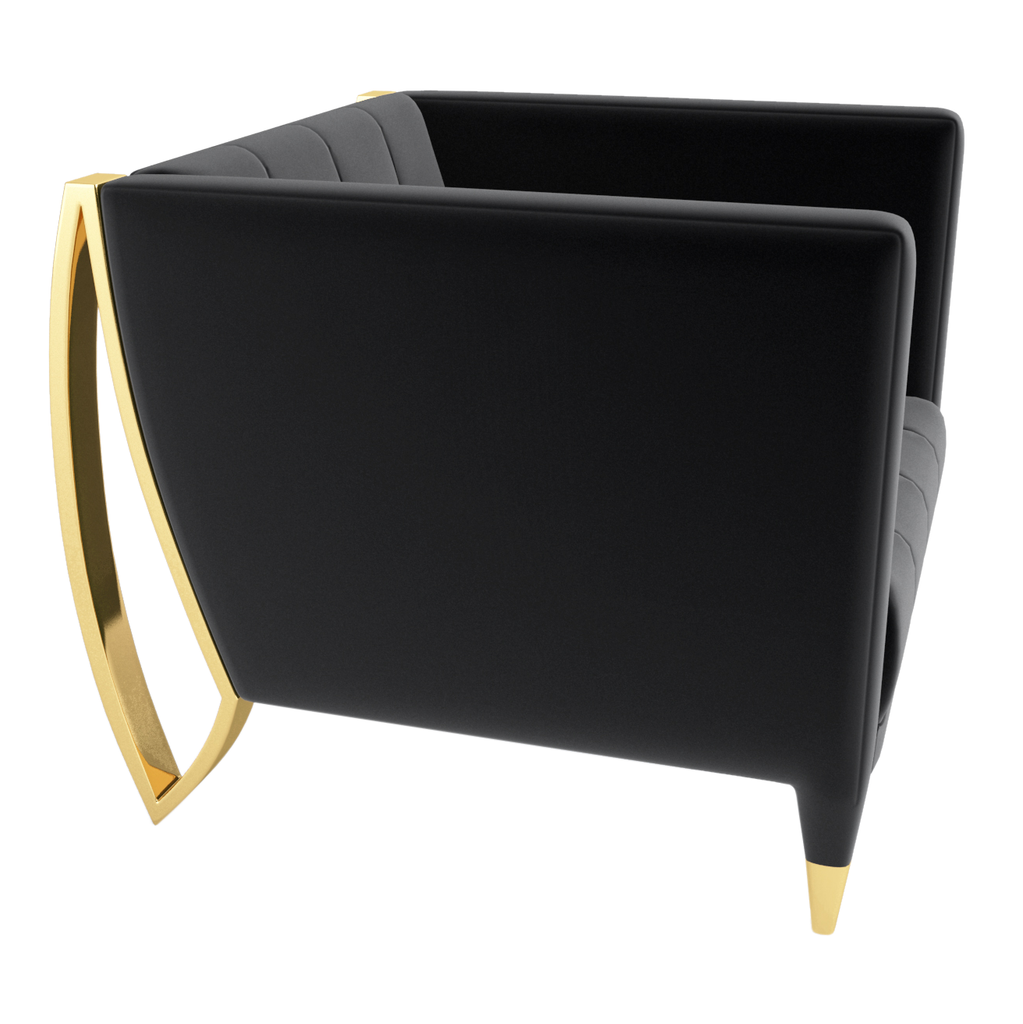 Ascot Chair black armchair with leg steel and gold metallic frame for stylish seating