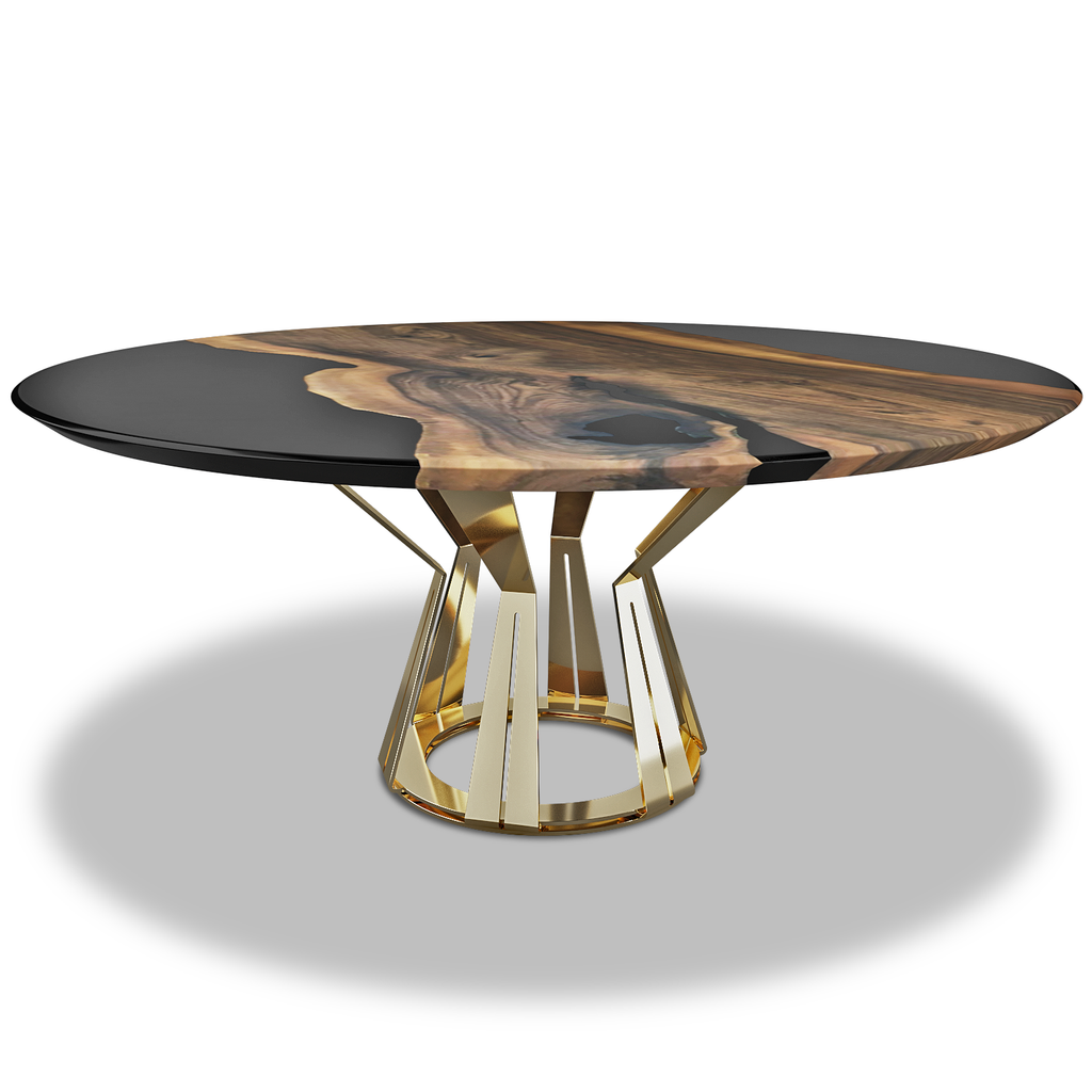 Black Atalante Walnut Wood Round Dining Table - ARDITI COLLECTION®