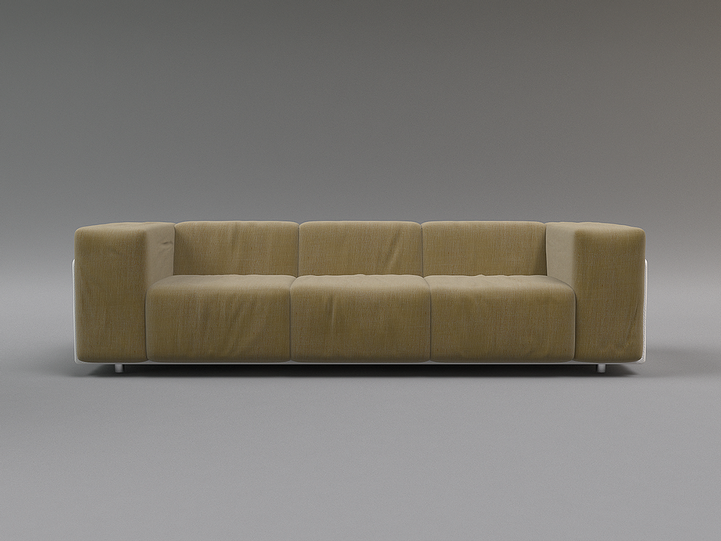 Bandolina Modern Sofa: long light brown four-seat modern sofa with low back and armrests