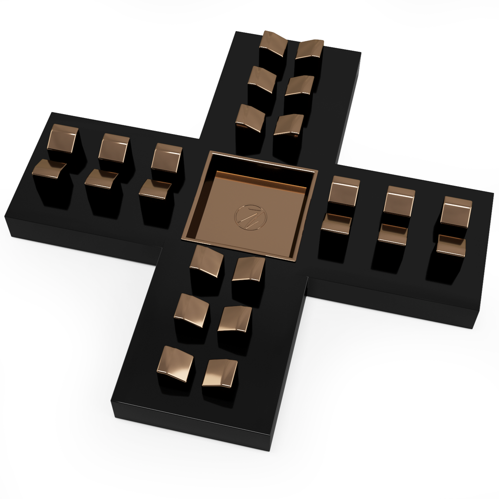 Beroe Multi-Cigar Ashtray with black display box, copper compartments, luxury furniture