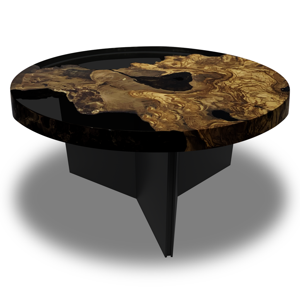 Black Medea Olive Wood Round Coffee Table - ARDITI COLLECTION®