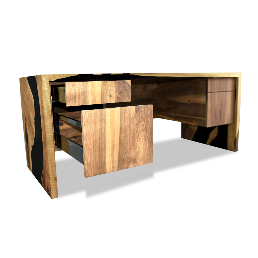 Black Waterfall Walnut Wood Desk - ARDITI COLLECTION®