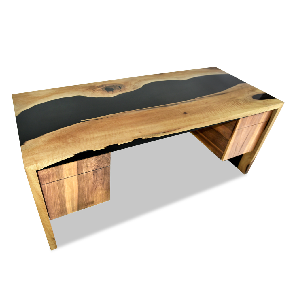 Black Waterfall Walnut Wood Desk - ARDITI COLLECTION®