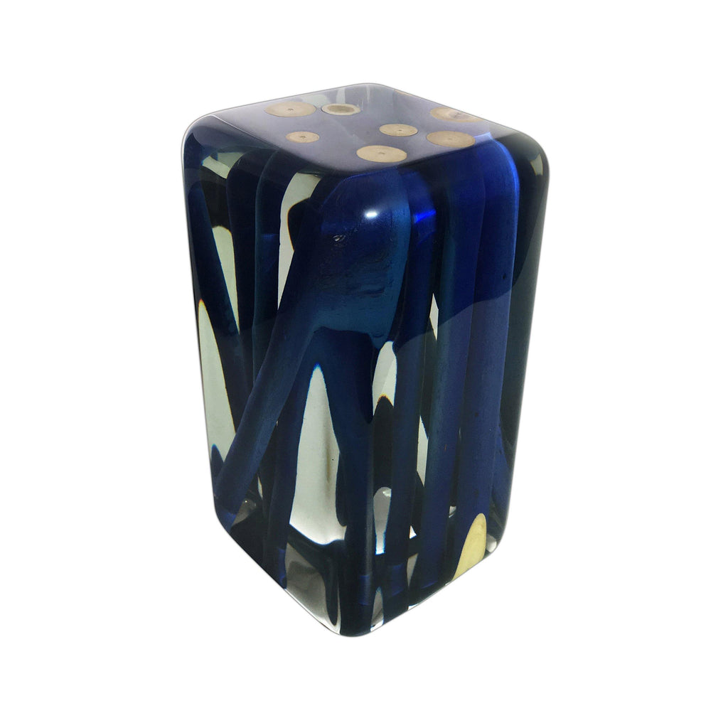 Blue Branches Cube glass vase with abstract design, perfect for modern decor