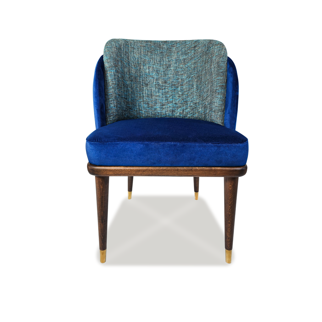 Blue Ariane Walnut Wood Dining Chair - ARDITI COLLECTION®