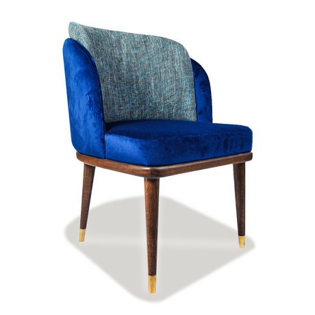 Blue Ariane Walnut Wood Dining Chair