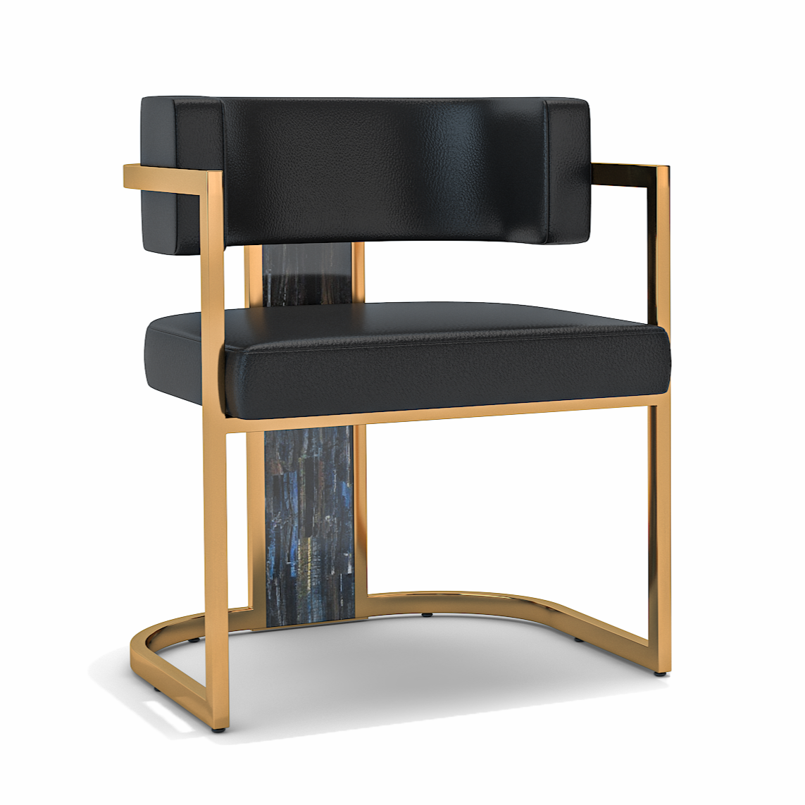 Black Matera Dining Chair With Stone Back