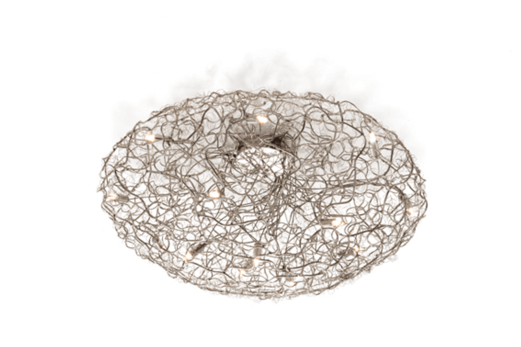 Metallic wire-mesh Crystal Waters Ceiling Lamp Round decorative light fixture for elegant interiors