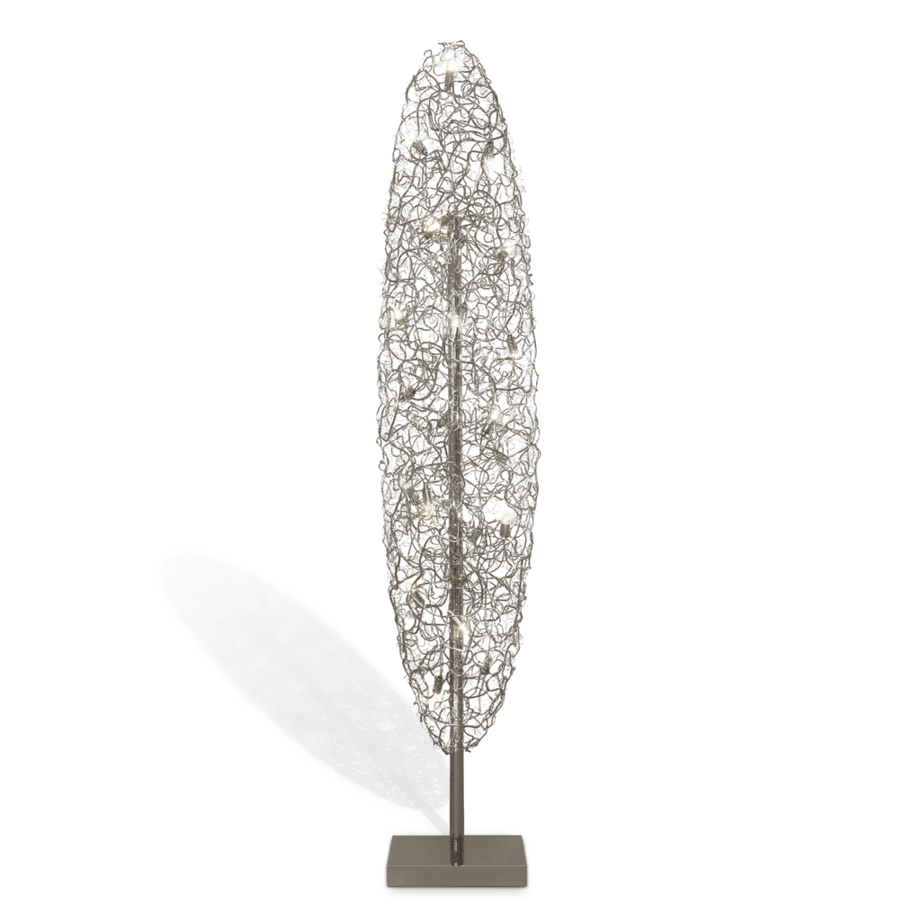 Modern Crystal Waters Floor Lamp with sculptural wire mesh shade and rectangular base