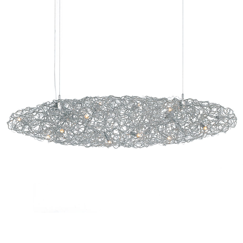 Modern elongated silver wire mesh pendant light with exposed bulbs for Crystal Waters Hanging lamp Cigar