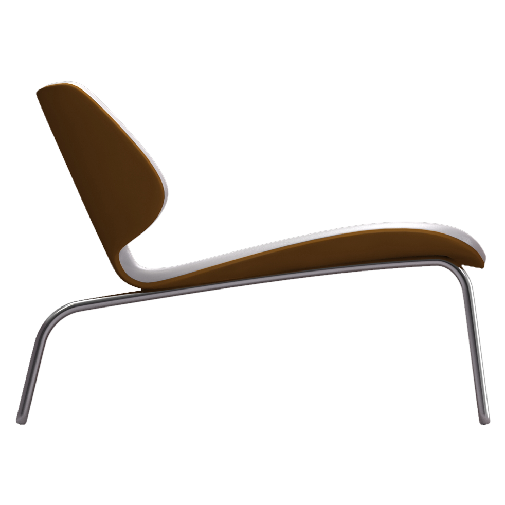 Cue Lounge modern low-slung lounge chair with bent plywood seat and curved metal frame