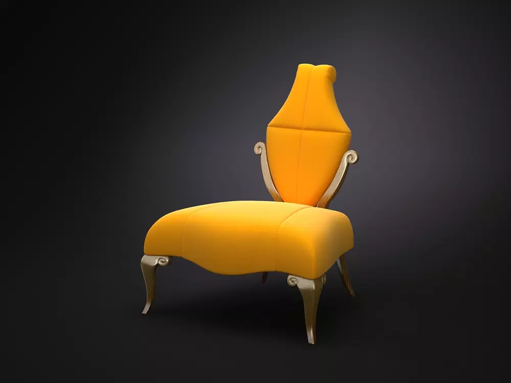 Culina Chair plush yellow velvet slipper chair with ornate silver legs for stylish comfort