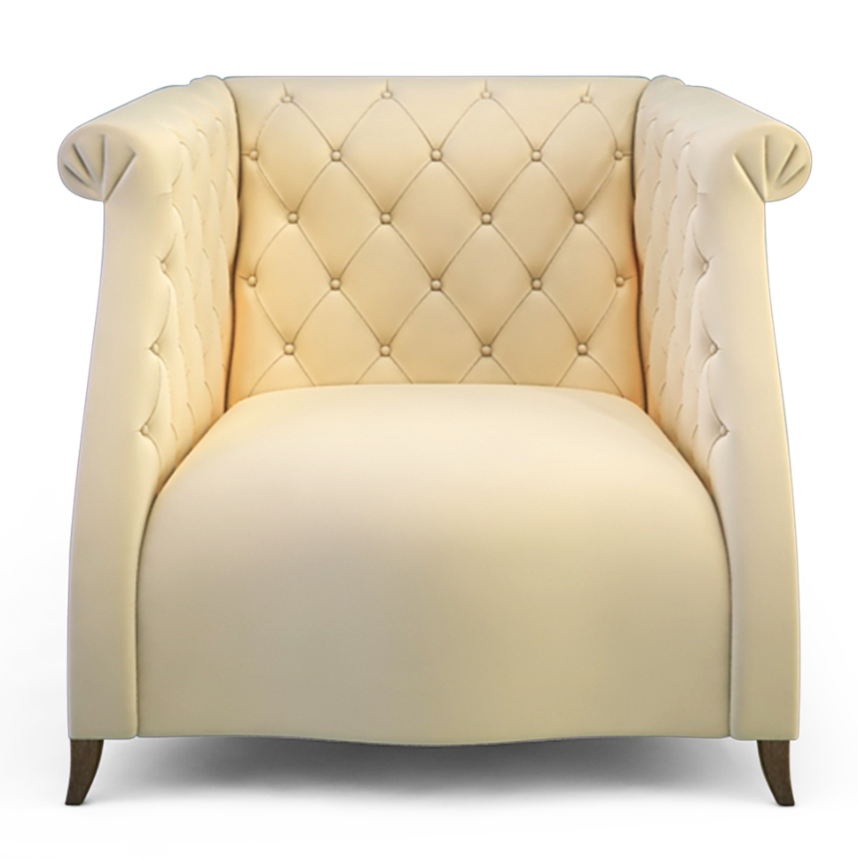 Delano Chair plush cream-colored armchair with tufted back and arms for stylish comfort