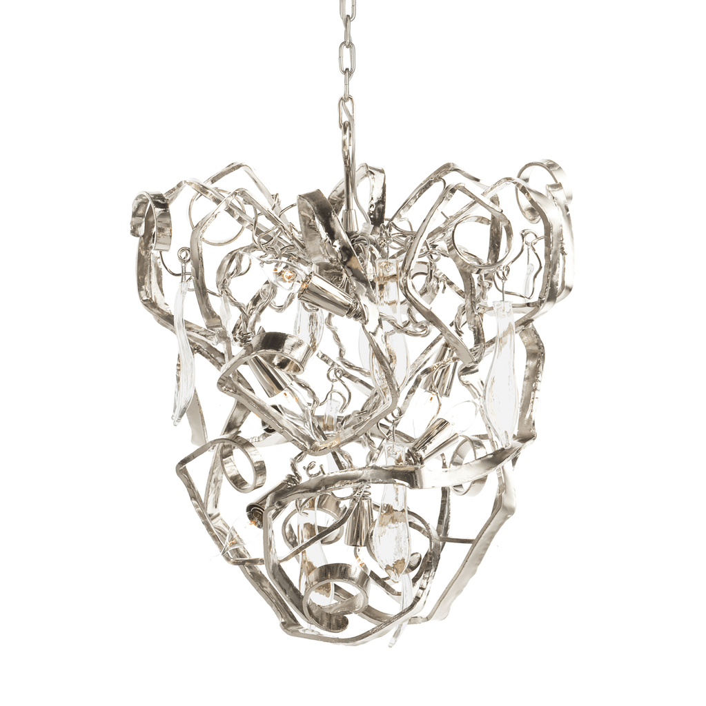 Delphinium Chandelier Conical with silver-toned metal and clear crystal accents