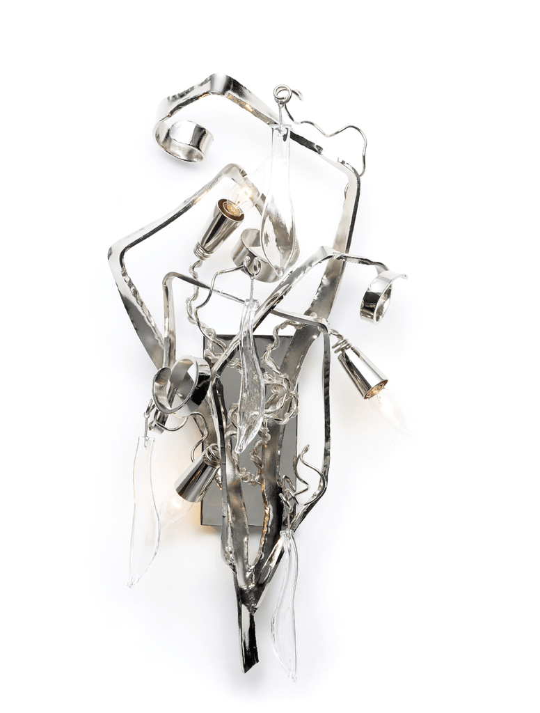 Delphinium Wall Lamp Round with chrome and glass wall sconce featuring multiple light fixtures