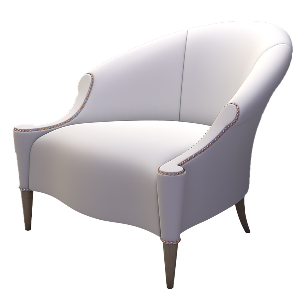 Eden Roc Chair white upholstered accent chair with curved arms and nailhead trim