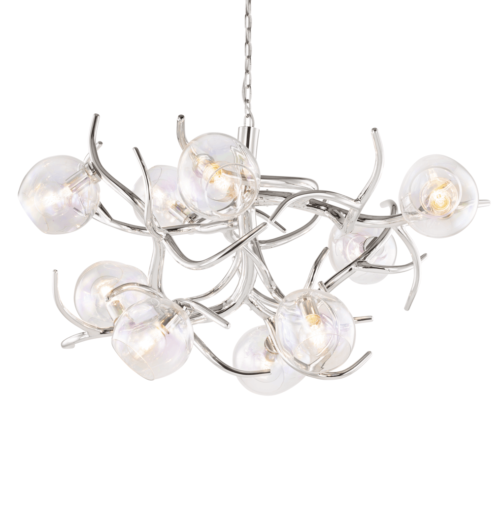 Modern chrome Ersa Chandelier Round with clear glass orb lights for elegant lighting