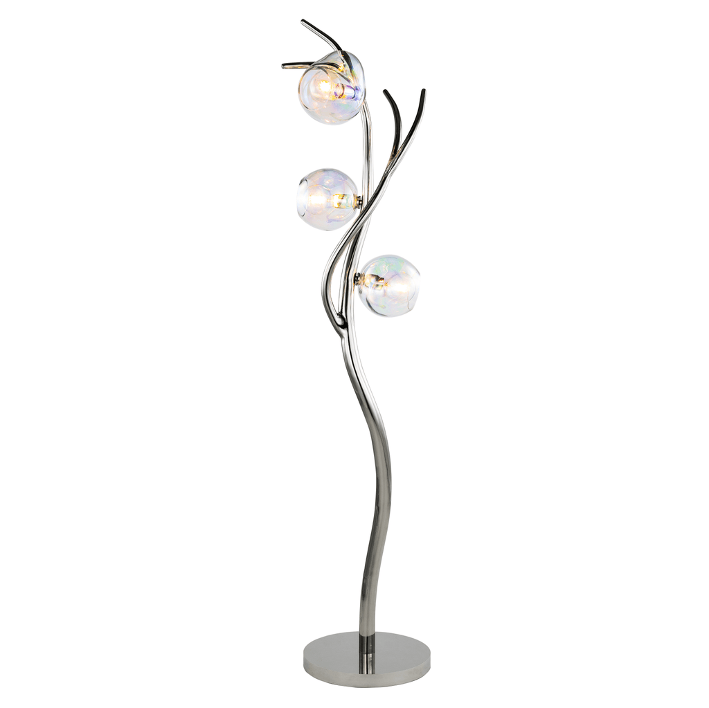 Ersa Floor Lamp with chrome finish and iridescent glass globes for modern home decor