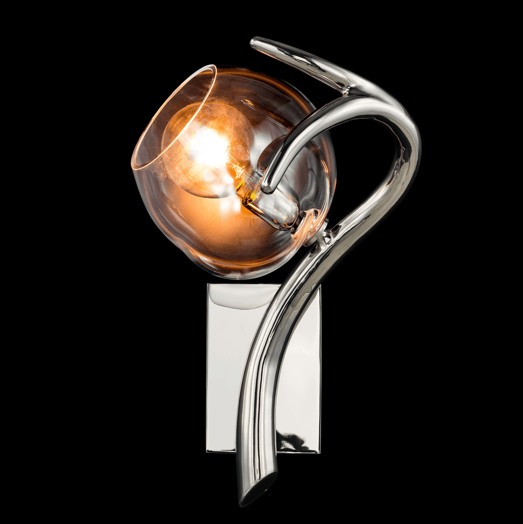 Modern Ersa Wall Lamp with chrome finish and amber glass shade for stylish lighting